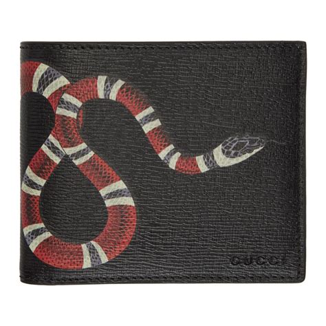 gucci mens black leather snake wallet